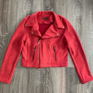 Red suede moto jacket